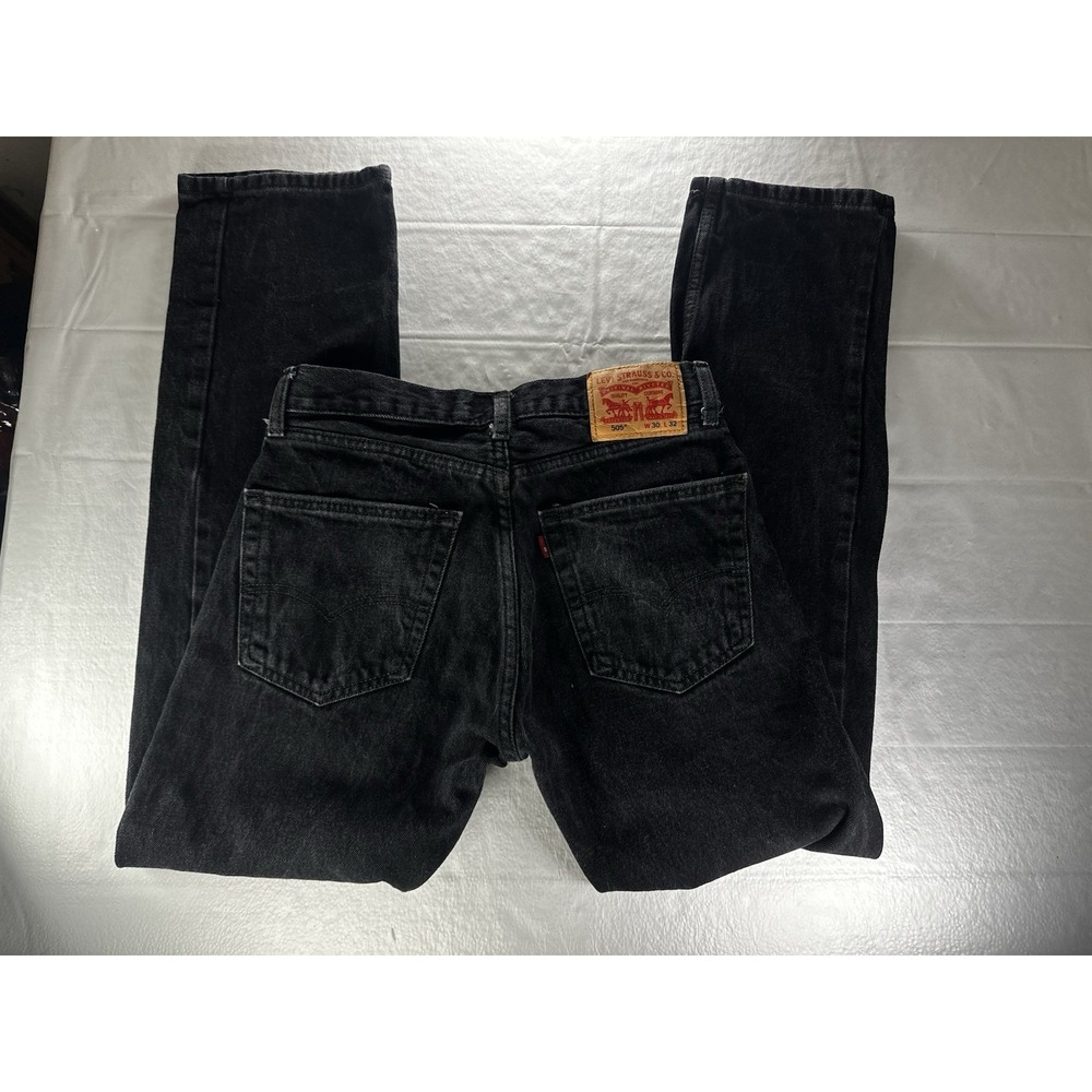 Levis 505‎ Mens 32x31 Jeans Regular Fit Straight Leg Relaxed Faded Black Denim